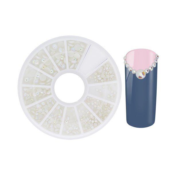 Nailart Wheelbox Half Pearls 