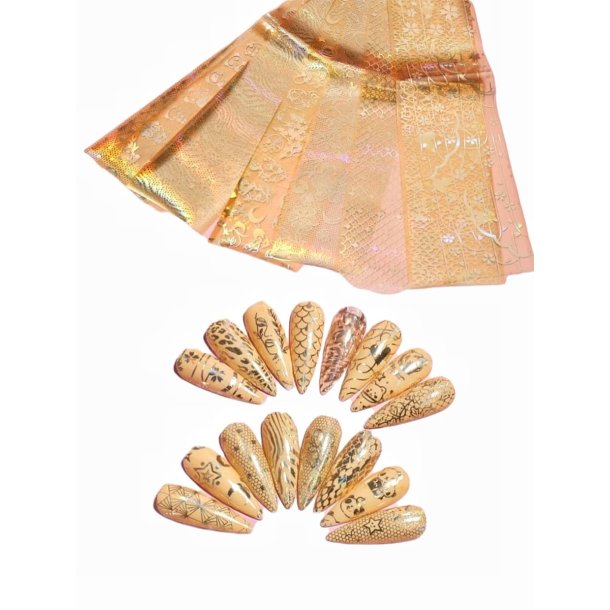15 stk. Nail Foil Guld Blandet