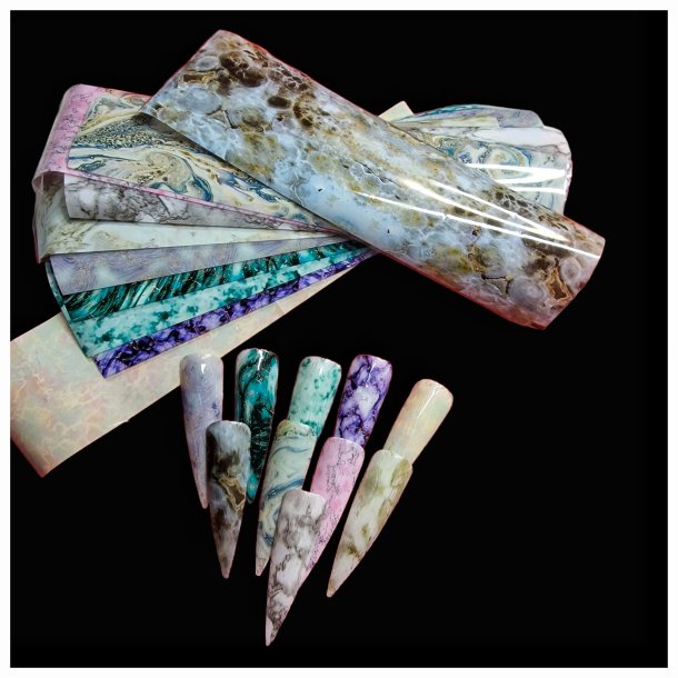 Foil - Marmor blandet 10 ark.